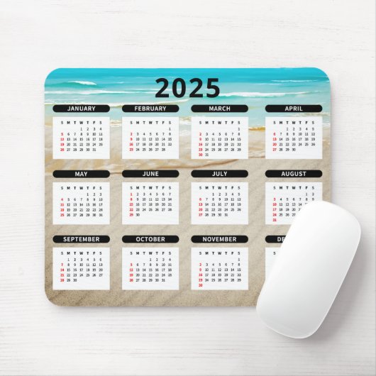 Ocean Beach 2025 Kalender Mousepad (Mit Mouse)