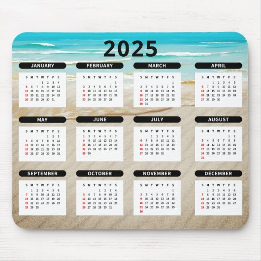 Ocean Beach 2025 Kalender Mousepad (Vorne)