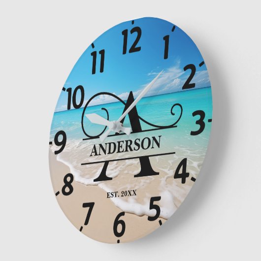 Ocean Beach A Monogram Große Wanduhr (Winkel)