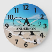 Ocean Beach A Monogram Große Wanduhr (Vorderseite)