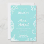 Ocean Beach Aqua Blue Hochzeit in Urlaubsort Einladung (Vorderseite)