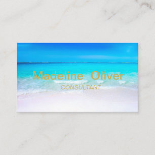 Ocean Beach Aqua Blue Sea Travel Modernes Gold Visitenkarte