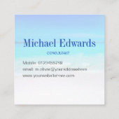 Ocean Beach Aqua Blue Sea Travel Modernes Monogram Quadratische Visitenkarte (Rückseite)