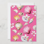 Ocean Beach Babe Pink Seashell Girl Baby Dusche Einladung (Rückseite)