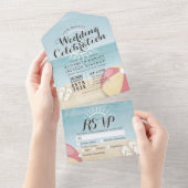 Ocean Beach Balls Slippers Sun Summer Wedding RSVP All In One Einladung (Abreißen)