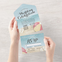 Ocean Beach Balls Slippers Sun Summer Wedding RSVP