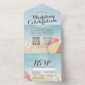 Ocean Beach Balls Slippers Sun Summer Wedding RSVP All In One Einladung (Innen Boden)