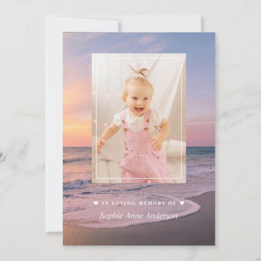Ocean Beach Beerdigung Feier des Lebens Girl Foto Einladung (Rückseite)