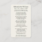 Ocean Beach Beileid Beerdigungskarte Visitenkarte (Rückseite)