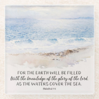 Ocean Beach Bible Verse, Habakkuk 2:14 Wasserfarbe Glasuntersetzer