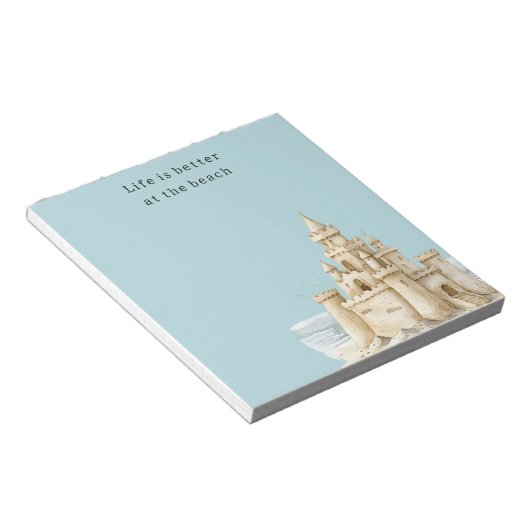 Ocean Beach Birds Blue Sky Cream Sand Castle Notizblock (angewinkelt)