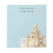 Ocean Beach Birds Blue Sky Cream Sand Castle Notizblock (Vorderseite)