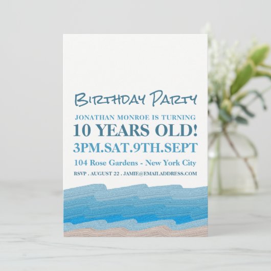 Ocean Beach Birthday Party Einladung (Stehend Vorderseite)