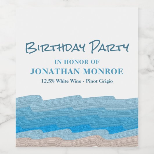 Ocean Beach Birthday Party Weinetikett (Einzelnes Label)