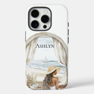 Ocean Beach Black Woman iPhone 16 Pro Hülle