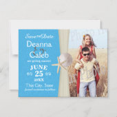 Ocean Beach Blue Foto Save the Date Magneteinladung (Vorderseite)