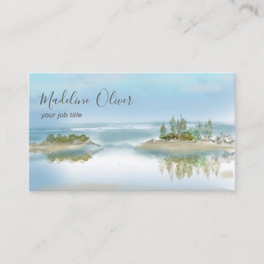 Ocean Beach Blue Watercolor Beruflich Visitenkarte (Vorderseite)