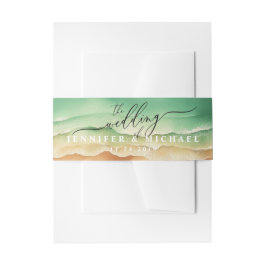 Ocean Beach Blue Watercolor Elegante Scripts Einladungsbanderole