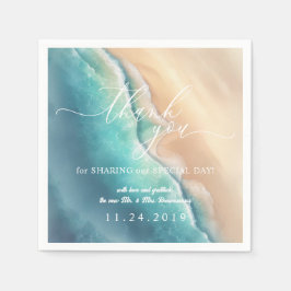 Ocean Beach Blue Watercolor Vielen Dank Serviette