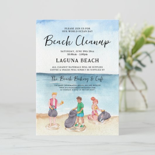 Ocean Beach Cleanup Einladung (Stehend Vorderseite)
