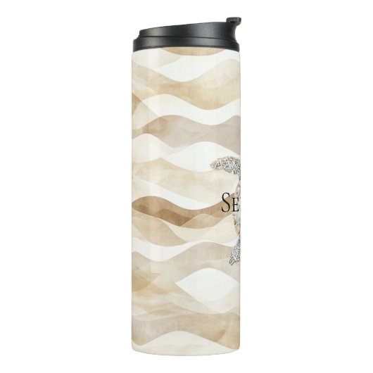 Ocean Beach Coast Sea Turtle Sand Thermosbecher (Nach links gedreht)