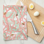 Ocean Beach Coral und Seashells Design Geschirrtuch (Viertel Falte)