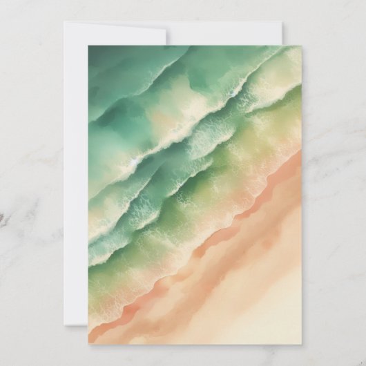 Ocean Beach Custom Signature Green Sun Save The Date (Rückseite)