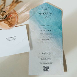 Ocean Beach Destination QR Hochzeit All In One Einladung
