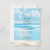 Ocean Beach Fairy Lights Wedding Insert Empfang Einladung (Vorderseite)