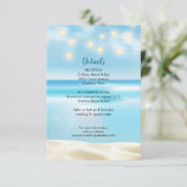Ocean Beach Fairy Lights Wedding Insert Empfang Einladung (Stehend Vorderseite)