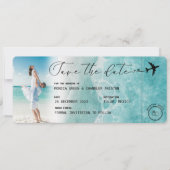Ocean Beach Foto Boarding Pass Save The Date (Vorderseite)