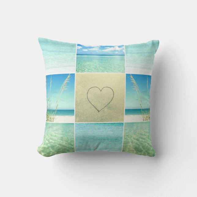 Ocean Beach Foto Collage Pillow Kissen (Vorderseite)