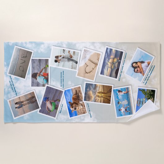 Ocean Beach Foto Collage Template Strandtuch (Vorderseite)