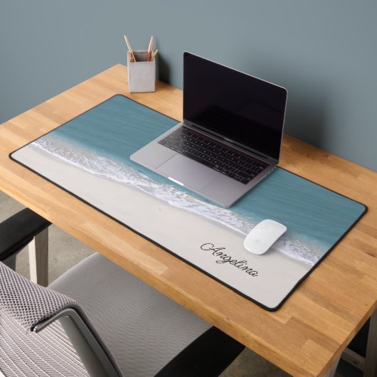 Ocean Beach Foto Script Name Schreibtischunterlage (Büro 2)