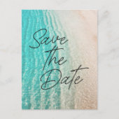 Ocean Beach Hochzeit in Urlaubsort Save the Date Postkarte (Vorderseite)