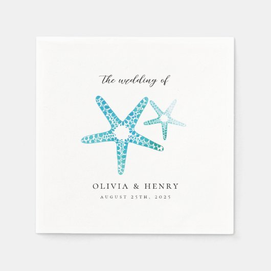 Ocean Beach Hochzeit Starfish Türkis Serviette (Vorderseite)
