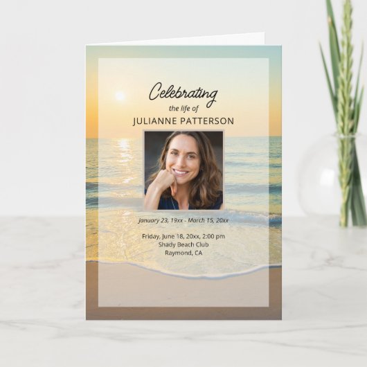 Ocean Beach Ihr Foto Feier zum Leben Beerdigung Programm (Vorderseite)