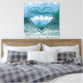 Ocean, Beach Life Wedding Couple Initialen und Dat Leinwanddruck (Insitu (Schlafzimmer))