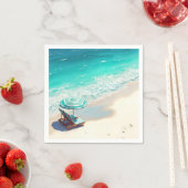 Ocean Beach mit Chaise Lounge und Regenschirm Serviette (Beispiel)