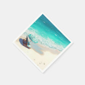 Ocean Beach mit Chaise Lounge und Regenschirm Serviette (Ecke)