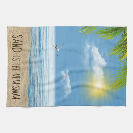 Ocean Beach mit Palm Fronds Geschirrtuch (Horizontal)