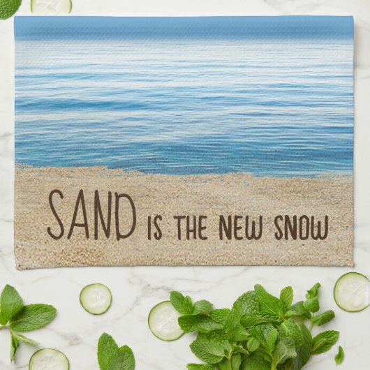 Ocean Beach mit Palm Fronds Geschirrtuch (Gefaltet)