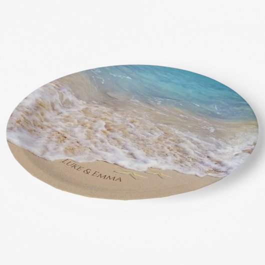 Ocean Beach mit Seestern Pappteller (Schrägansicht)