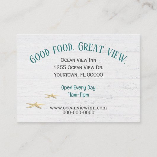 Ocean Beach mit Starfish Visitenkarte (Rückseite)