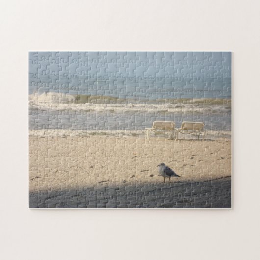 Ocean Beach Nature Fotografy Art Puzzle Seagull (Horizontal)