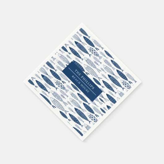 Ocean Beach Nautic Fish Muster Serviette (Ecke)