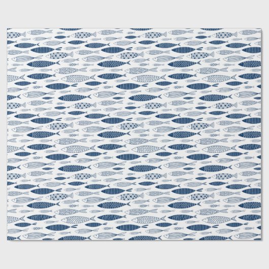 Ocean Beach Nautical Fish Muster Geschenkpapier (Flach)