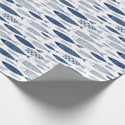 Ocean Beach Nautical Fish Muster Geschenkpapier (Ecke)