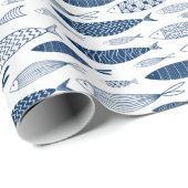 Ocean Beach Nautical Fish Muster Geschenkpapier (Rolleneckpunkt)