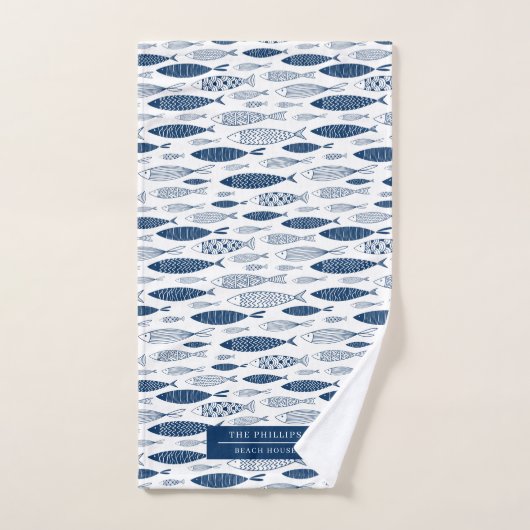 Ocean Beach Nautical Fish Muster Handtuch (Handtuch)